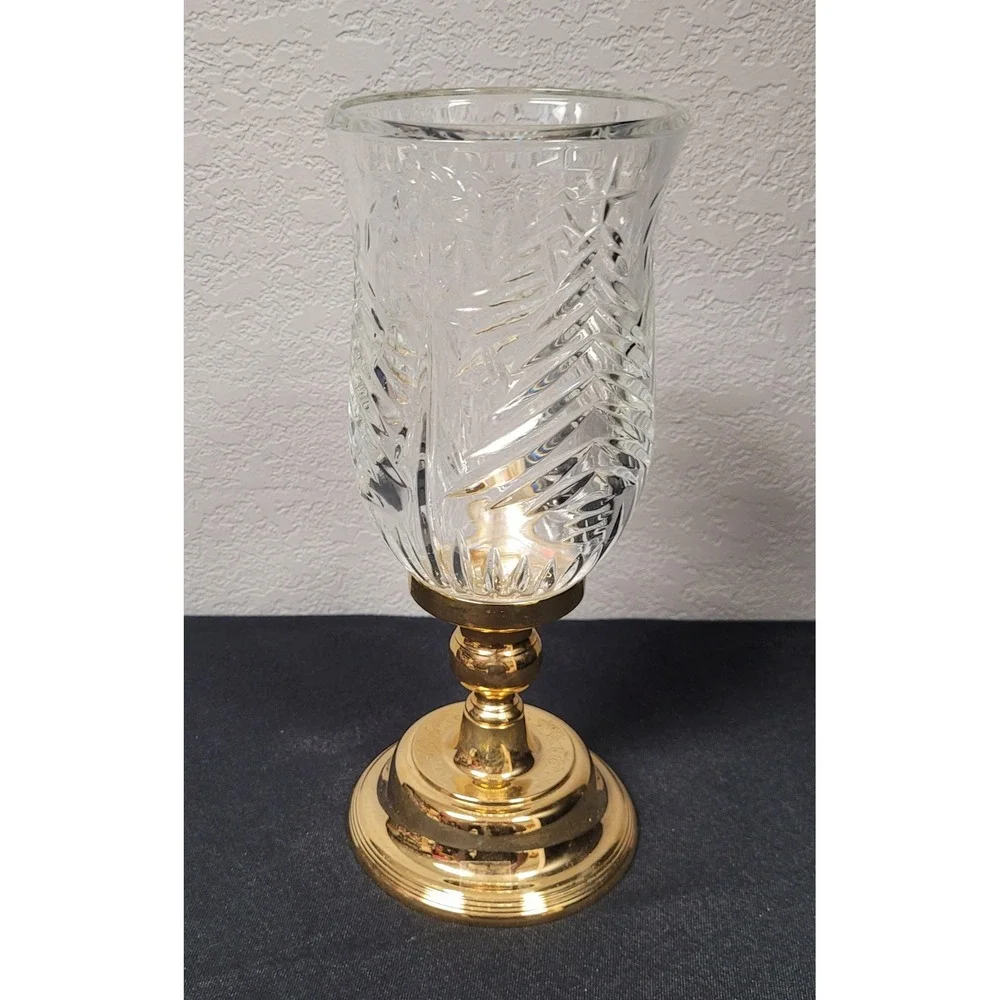 Vintage 1997 International Silver Company Crystal Tree Hurricane Lamp